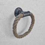 Casa si Gradina - Sanitare - Suporturi si accesorii baie - Suporturi baie - Carlig pentru prosop, Hanah Home, metal si franghie, gri, 20x20x10 cm - Infinity.ro