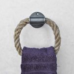 Casa si Gradina - Sanitare - Suporturi si accesorii baie - Suporturi baie - Carlig pentru prosop, Hanah Home, metal si franghie, gri, 20x20x10 cm - Infinity.ro