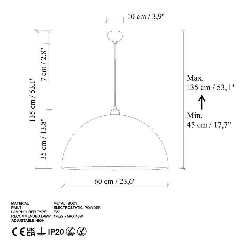 Casa si Gradina - Corpuri si surse de iluminat - Lustre si pendule - Candelabru, Opviq, metal, menta, reglabil, ø60 cm, inaltime 45-135 cm - Infinity.ro