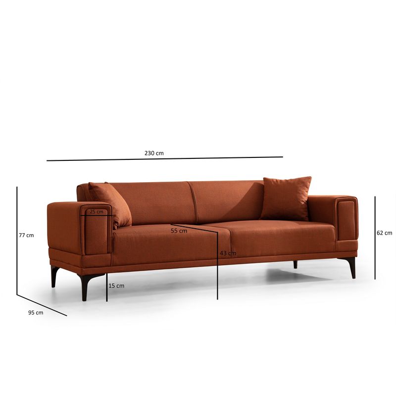 Casa si Gradina - Mobilier - Canapele si coltare - Canapele - Canapea extensibila, Atelier Del Sofa, lemn de fag, rosu tigla, 230x95x77 cm - Infinity.ro