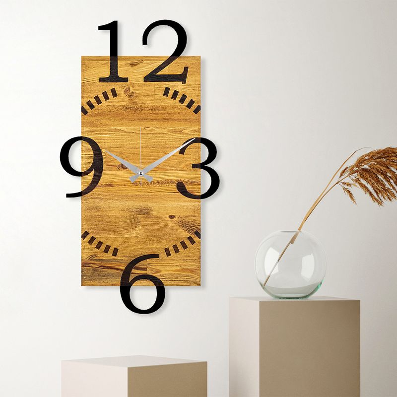 Casa si Gradina - Decoratiuni - Ceasuri - Ceas de perete decorativ, Wallxpert, lemn, nuc si negru, 41x3x74 cm - Infinity.ro