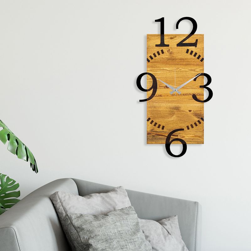 Casa si Gradina - Decoratiuni - Ceasuri - Ceas de perete decorativ, Wallxpert, lemn, nuc si negru, 41x3x74 cm - Infinity.ro