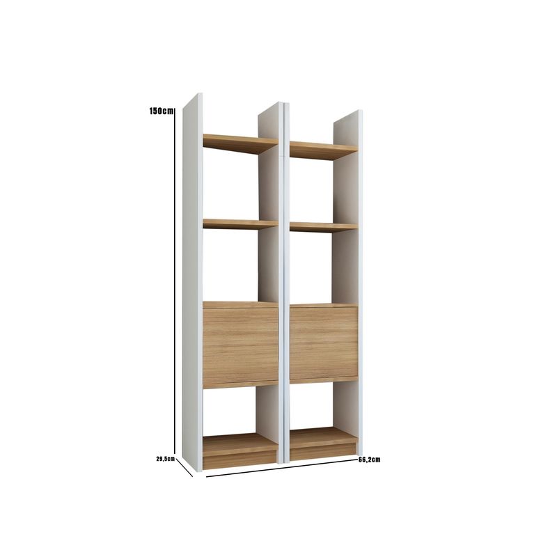 Casa si Gradina - Mobilier - Biblioteci si rafturi - Biblioteci - Biblioteca, Hanah Home, PAL melaminat, alb si tec, 66.2x29.5x150 cm - Infinity.ro