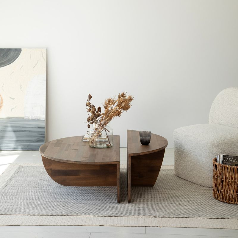 Casa si Gradina - Mobilier - Mese si birouri - Masute de cafea - Set masute de cafea, Hanah Home, lemn masiv de pin, nuc, 90x60x30 cm, 85x35x30 cm - Infinity.ro