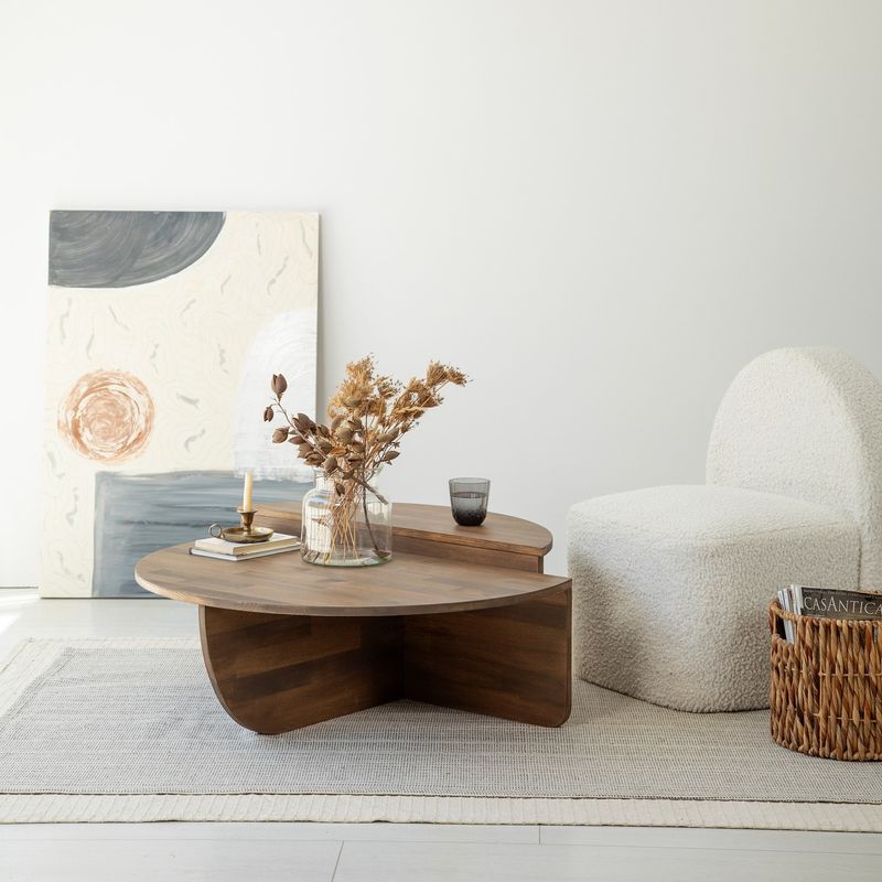 Casa si Gradina - Mobilier - Mese si birouri - Masute de cafea - Set masute de cafea, Hanah Home, lemn masiv de pin, nuc, 90x60x30 cm, 85x35x30 cm - Infinity.ro