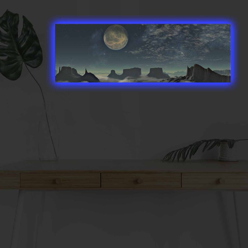 Casa si Gradina - Electrice - Tablouri electrice si accesorii - Tablou canvas decorativ cu led, Wallxpert, piele intoarsa, multicolor, 30x90 cm, 254LED4307 - Infinity.ro