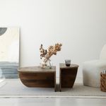Casa si Gradina - Mobilier - Mese si birouri - Masute de cafea - Set masute de cafea, Hanah Home, lemn masiv de pin, nuc, 90x60x30 cm, 85x35x30 cm - Infinity.ro