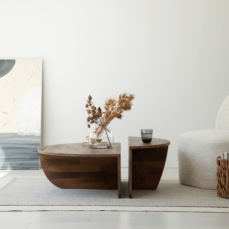 Casa si Gradina - Mobilier - Mese si birouri - Masute de cafea - Set masute de cafea, Hanah Home, lemn masiv de pin, nuc, 90x60x30 cm, 85x35x30 cm - Infinity.ro