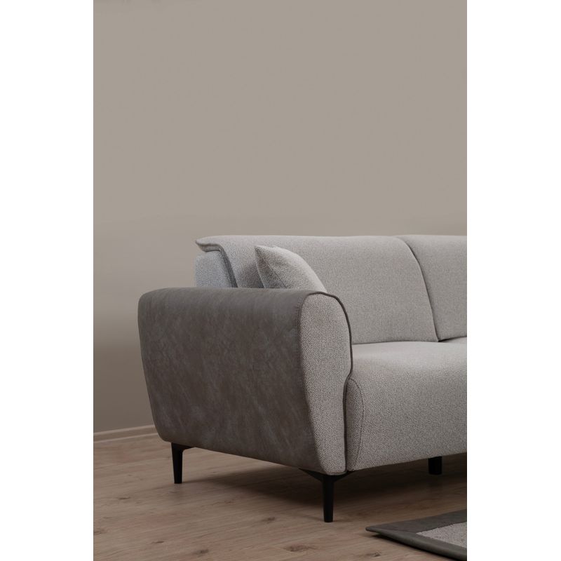 Casa si Gradina - Mobilier - Canapele si coltare - Canapele - Canapea extensibila 3 locuri, Hanah Home, lemn fag, gri, 215x85x85 cm - Infinity.ro