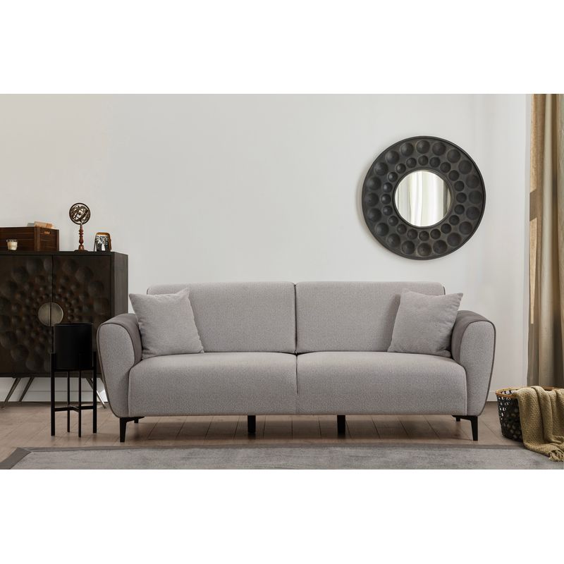 Casa si Gradina - Mobilier - Canapele si coltare - Canapele - Canapea extensibila 3 locuri, Hanah Home, lemn fag, gri, 215x85x85 cm - Infinity.ro