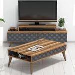 Casa si Gradina - Mobilier - Seturi de mobilier - Seturi living - Set mobilier living, Hanah Home, pal melaminat, nuc, calcedonie, tv 140x48.8x41.8 cm, masuta cafea 105x36.6x60 cm - Infinity.ro