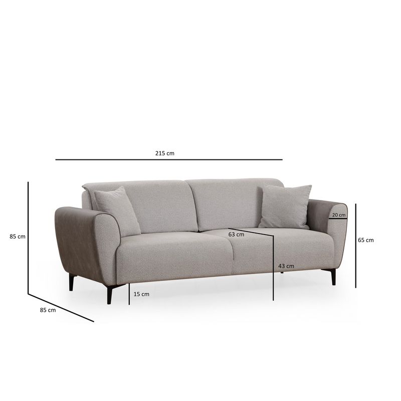 Casa si Gradina - Mobilier - Canapele si coltare - Canapele - Canapea extensibila 3 locuri, Hanah Home, lemn fag, gri, 215x85x85 cm - Infinity.ro