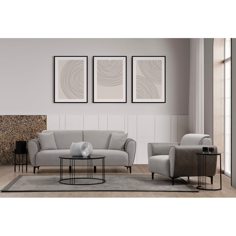Casa si Gradina - Mobilier - Canapele si coltare - Canapele - Canapea extensibila 3 locuri, Hanah Home, lemn fag, gri, 215x85x85 cm - Infinity.ro