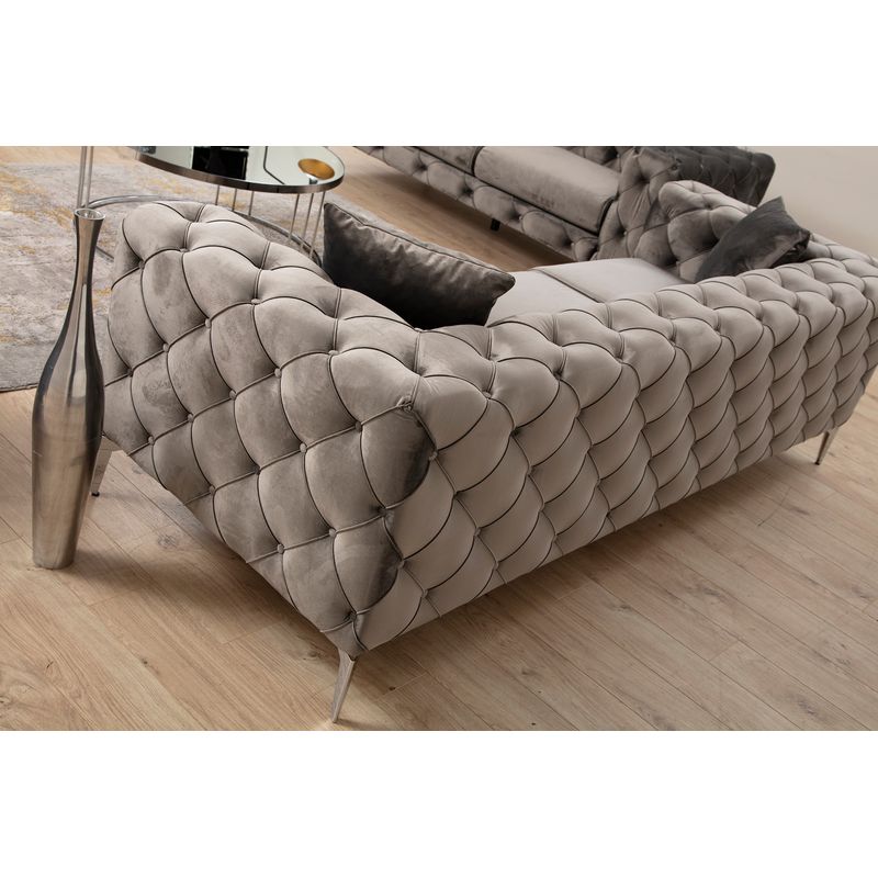 Casa si Gradina - Mobilier - Canapele si coltare - Canapele - Canapea 2 locuri, Hanah Home, lemn fag si pal, antracit, 197x90x70 cm - Infinity.ro