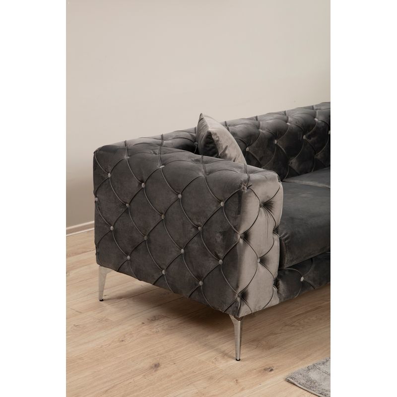 Casa si Gradina - Mobilier - Canapele si coltare - Canapele - Canapea 2 locuri, Hanah Home, lemn fag si pal, antracit, 197x90x70 cm - Infinity.ro