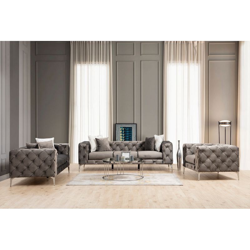 Casa si Gradina - Mobilier - Canapele si coltare - Canapele - Canapea 2 locuri, Hanah Home, lemn fag si pal, antracit, 197x90x70 cm - Infinity.ro