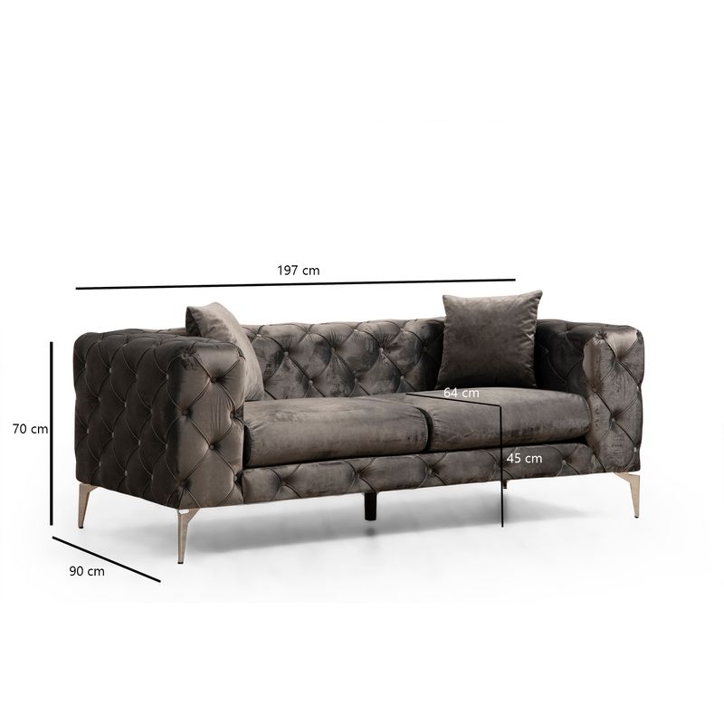 Casa si Gradina - Mobilier - Canapele si coltare - Canapele - Canapea 2 locuri, Hanah Home, lemn fag si pal, antracit, 197x90x70 cm - Infinity.ro