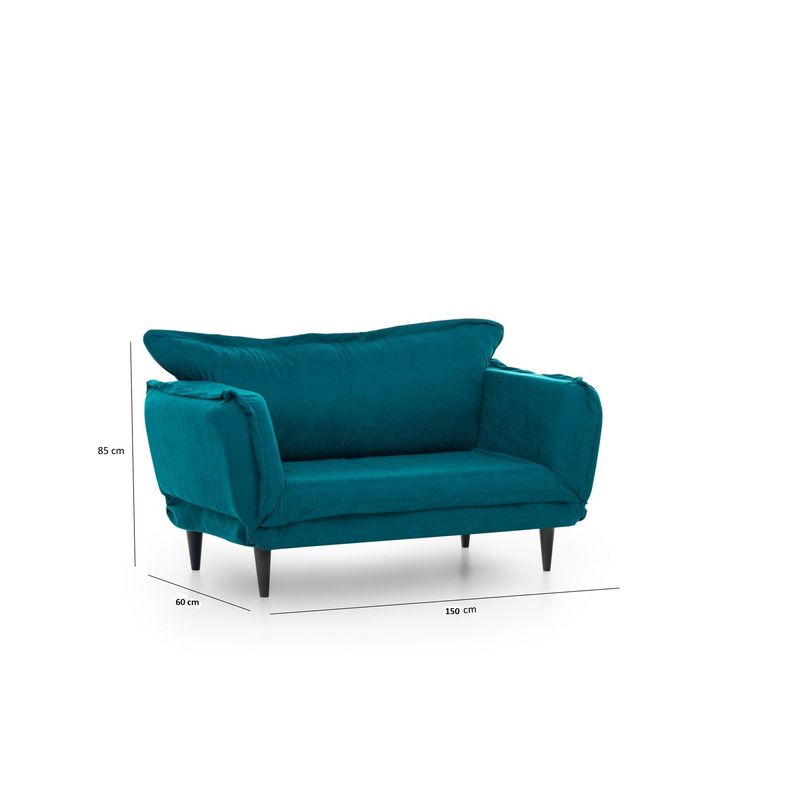 Casa si Gradina - Mobilier - Canapele si coltare - Canapele - Canapea extensibila, Hanah Home, stofa, verde petrol, 150x85x60 cm - Infinity.ro