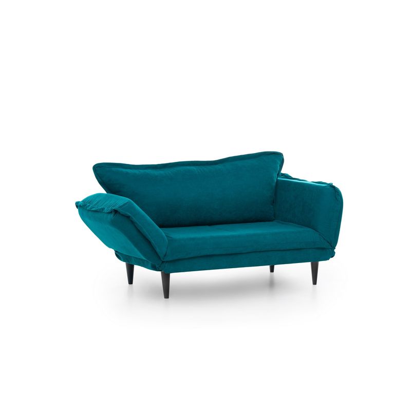 Casa si Gradina - Mobilier - Canapele si coltare - Canapele - Canapea extensibila, Hanah Home, stofa, verde petrol, 150x85x60 cm - Infinity.ro