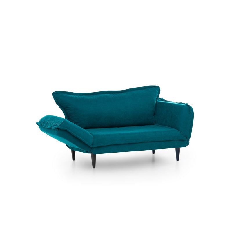 Casa si Gradina - Mobilier - Canapele si coltare - Canapele - Canapea extensibila, Hanah Home, stofa, verde petrol, 150x85x60 cm - Infinity.ro