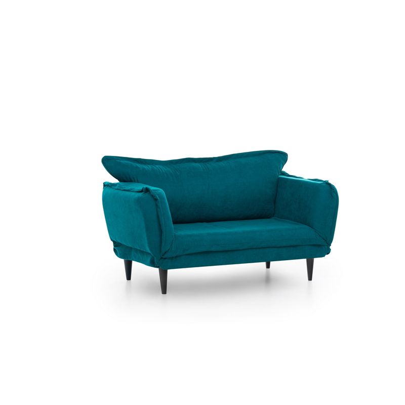 Casa si Gradina - Mobilier - Canapele si coltare - Canapele - Canapea extensibila, Hanah Home, stofa, verde petrol, 150x85x60 cm - Infinity.ro