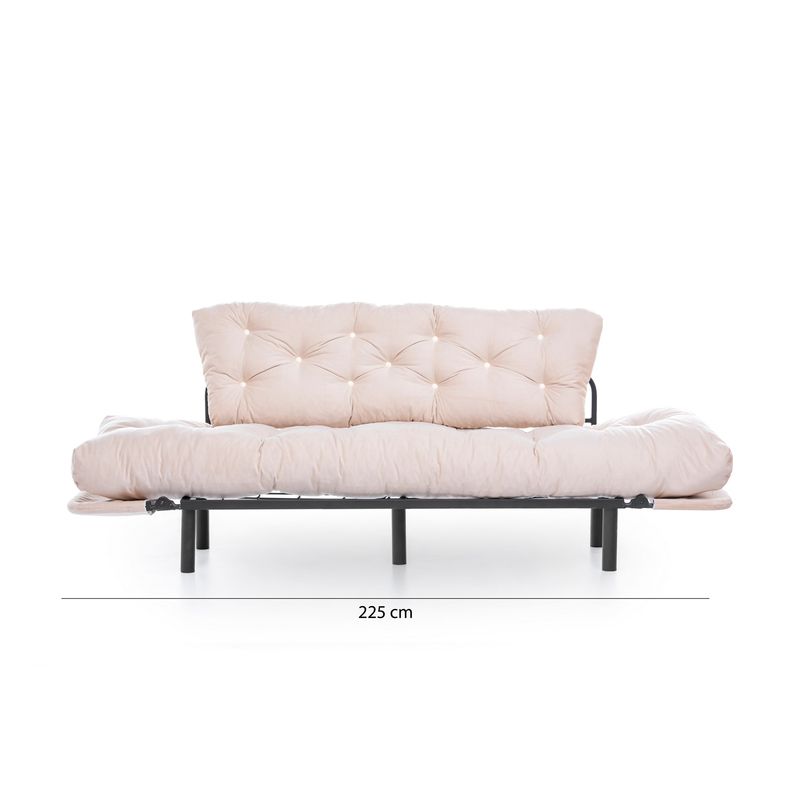 Casa si Gradina - Mobilier - Canapele si coltare - Canapele - Canapea extensibila 3 locuri, Hanah Home, metal, crem, 185x85x70 cm - Infinity.ro
