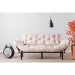 Casa si Gradina - Mobilier - Canapele si coltare - Canapele - Canapea extensibila 3 locuri, Hanah Home, metal, crem, 185x85x70 cm - Infinity.ro