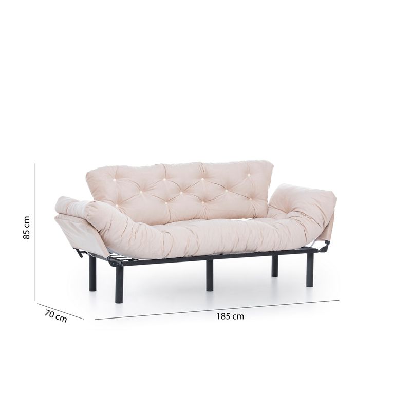 Casa si Gradina - Mobilier - Canapele si coltare - Canapele - Canapea extensibila 3 locuri, Hanah Home, metal, crem, 185x85x70 cm - Infinity.ro