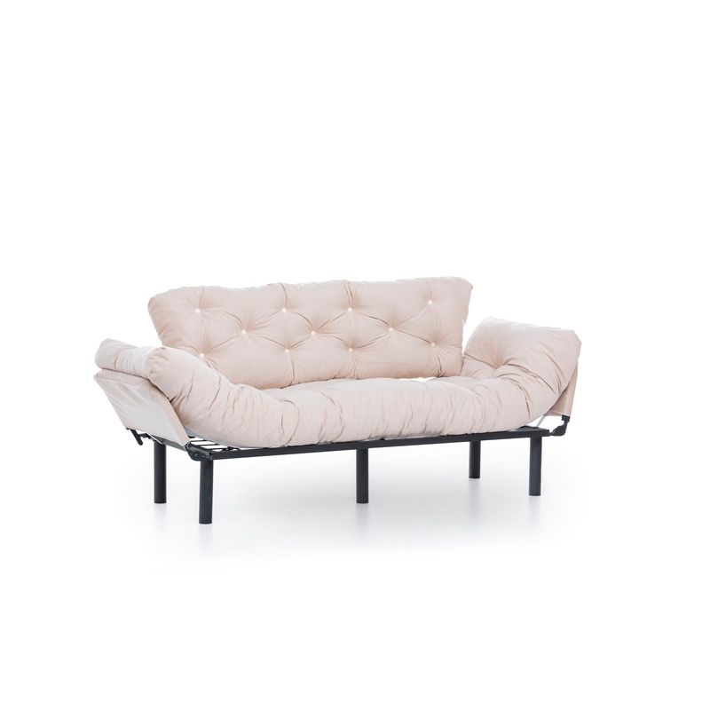 Casa si Gradina - Mobilier - Canapele si coltare - Canapele - Canapea extensibila 3 locuri, Hanah Home, metal, crem, 185x85x70 cm - Infinity.ro