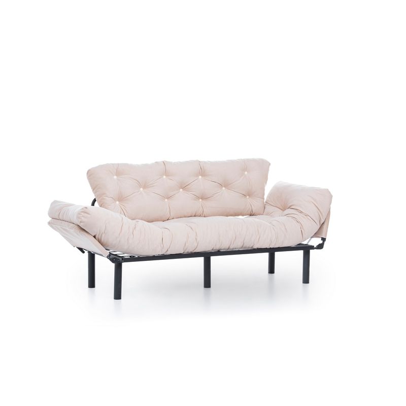 Casa si Gradina - Mobilier - Canapele si coltare - Canapele - Canapea extensibila 3 locuri, Hanah Home, metal, crem, 185x85x70 cm - Infinity.ro