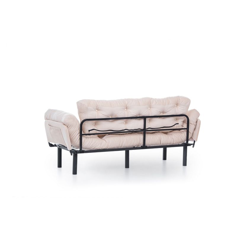 Casa si Gradina - Mobilier - Canapele si coltare - Canapele - Canapea extensibila 3 locuri, Hanah Home, metal, crem, 185x85x70 cm - Infinity.ro