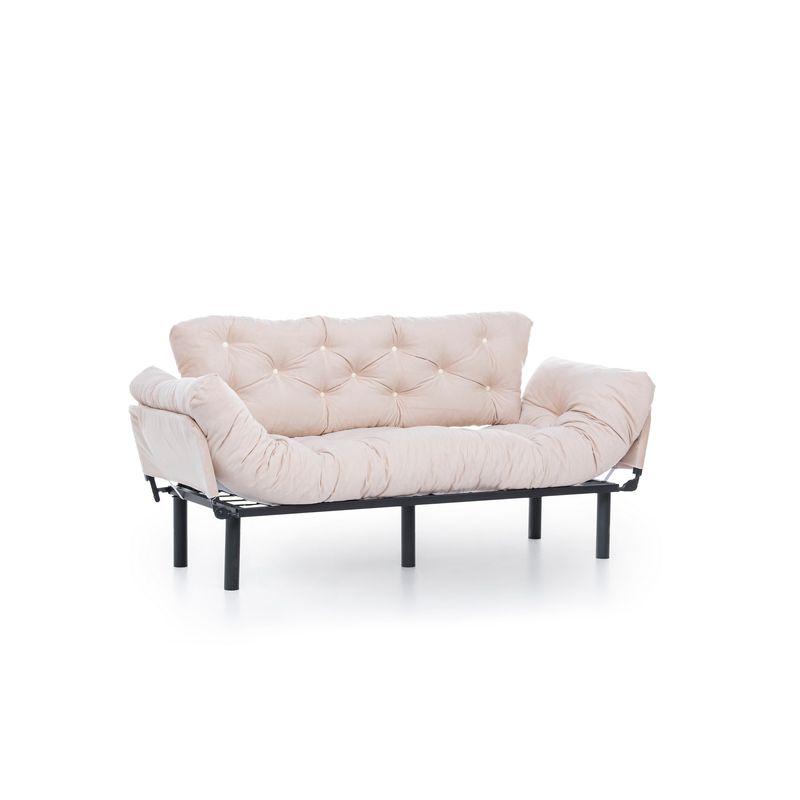 Casa si Gradina - Mobilier - Canapele si coltare - Canapele - Canapea extensibila 3 locuri, Hanah Home, metal, crem, 185x85x70 cm - Infinity.ro