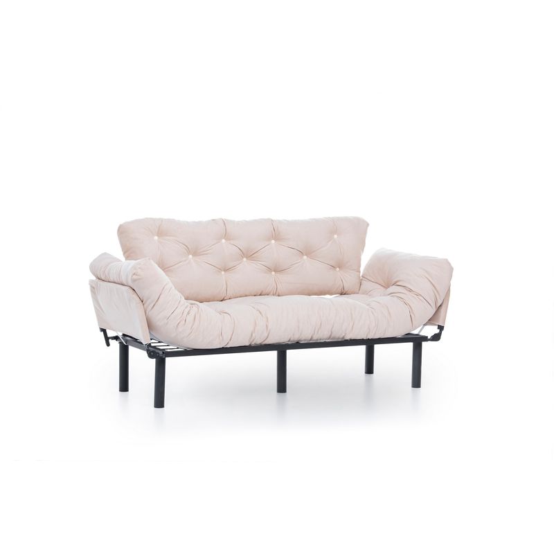 Casa si Gradina - Mobilier - Canapele si coltare - Canapele - Canapea extensibila 3 locuri, Hanah Home, metal, crem, 185x85x70 cm - Infinity.ro