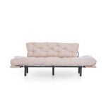 Casa si Gradina - Mobilier - Canapele si coltare - Canapele - Canapea extensibila 3 locuri, Hanah Home, metal, crem, 185x85x70 cm - Infinity.ro