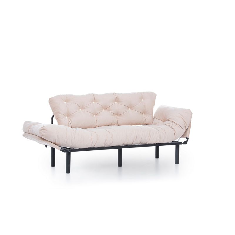 Casa si Gradina - Mobilier - Canapele si coltare - Canapele - Canapea extensibila 3 locuri, Hanah Home, metal, crem, 185x85x70 cm - Infinity.ro
