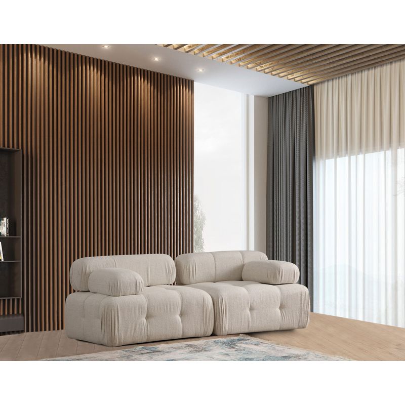 Casa si Gradina - Mobilier - Canapele si coltare - Canapele - Canapea 2 locuri, Hanah Home, poliester, crem, 200x100x80 cm - Infinity.ro
