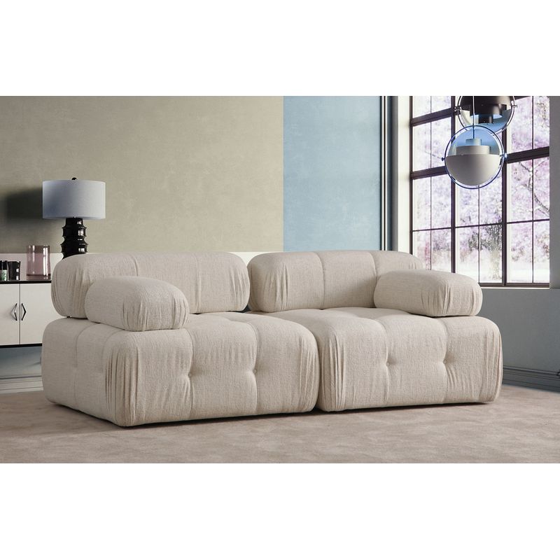 Casa si Gradina - Mobilier - Canapele si coltare - Canapele - Canapea 2 locuri, Hanah Home, poliester, crem, 200x100x80 cm - Infinity.ro