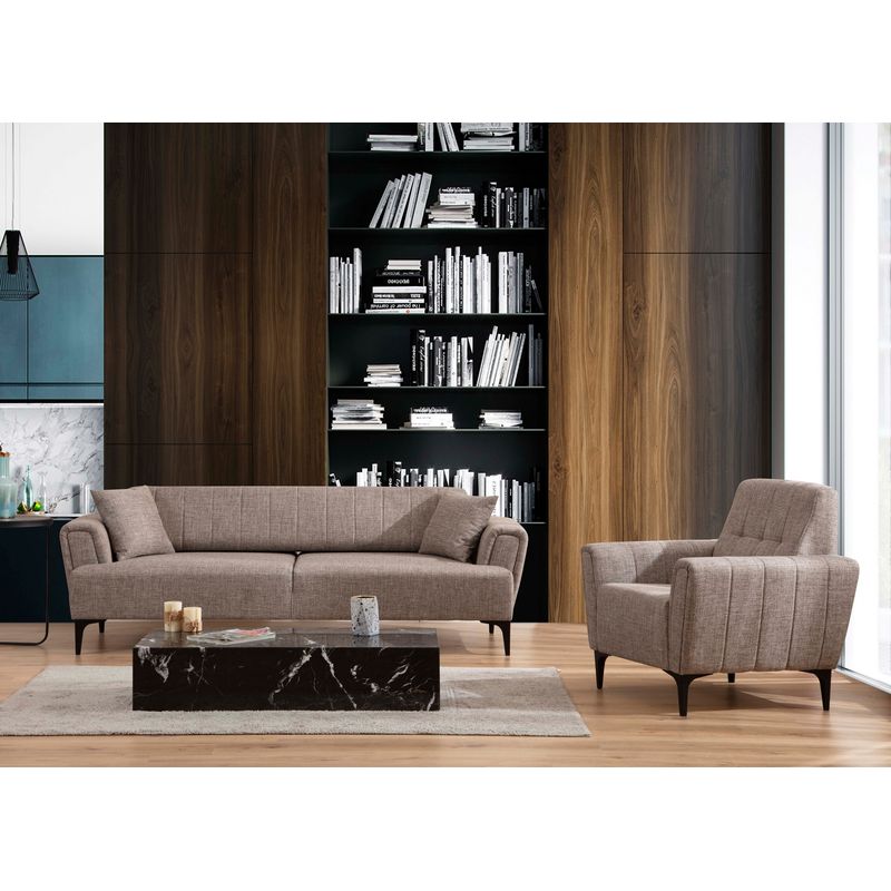 Casa si Gradina - Mobilier - Canapele si coltare - Canapele - Canapea extensibila 3 locuri, Atelier Del Sofa, lemn fag si placi aglomerate, maro deschis, 230x95x77 cm - Infinity.ro