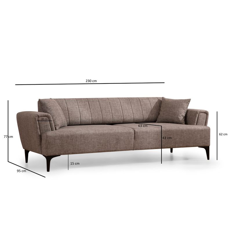 Casa si Gradina - Mobilier - Canapele si coltare - Canapele - Canapea extensibila 3 locuri, Atelier Del Sofa, lemn fag si placi aglomerate, maro deschis, 230x95x77 cm - Infinity.ro