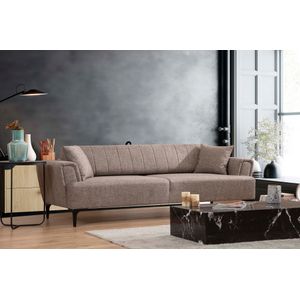 Canapea extensibila 3 locuri, Atelier Del Sofa, lemn fag si placi aglomerate, maro deschis, 230x95x77 cm