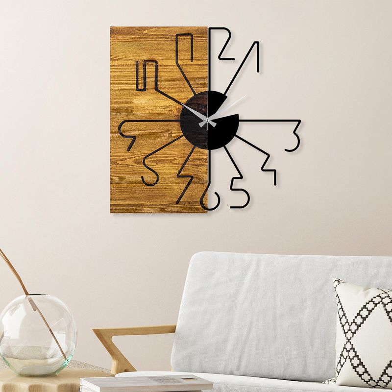 Casa si Gradina - Decoratiuni - Ceasuri - Ceas de perete decorativ, Wallxpert, lemn, nuc, negru, 58x3x58 cm - Infinity.ro