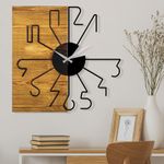 Casa si Gradina - Decoratiuni - Ceasuri - Ceas de perete decorativ, Wallxpert, lemn, nuc, negru, 58x3x58 cm - Infinity.ro