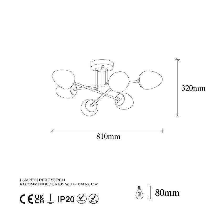 Casa si Gradina - Corpuri si surse de iluminat - Lustre si pendule - Candelabru, Opviq, metal, vintage, 81x81 cm, inaltime 32 cm - Infinity.ro