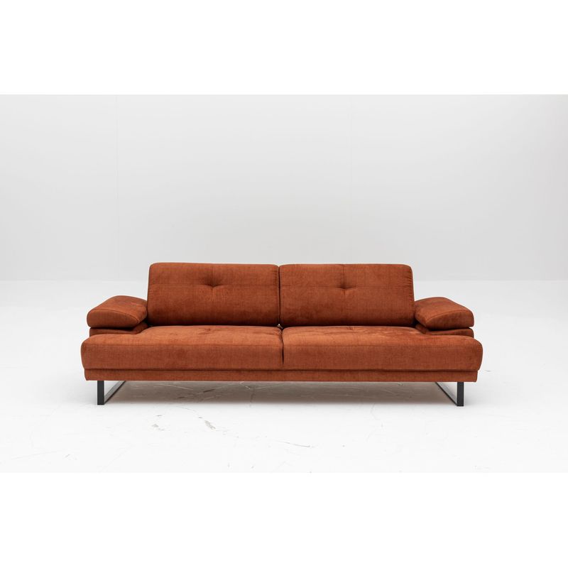 Casa si Gradina - Mobilier - Canapele si coltare - Canapele - Canapea extensibila, Hanah Home, lemn fag si PAL, portocaliu, 239x99x83 cm - Infinity.ro