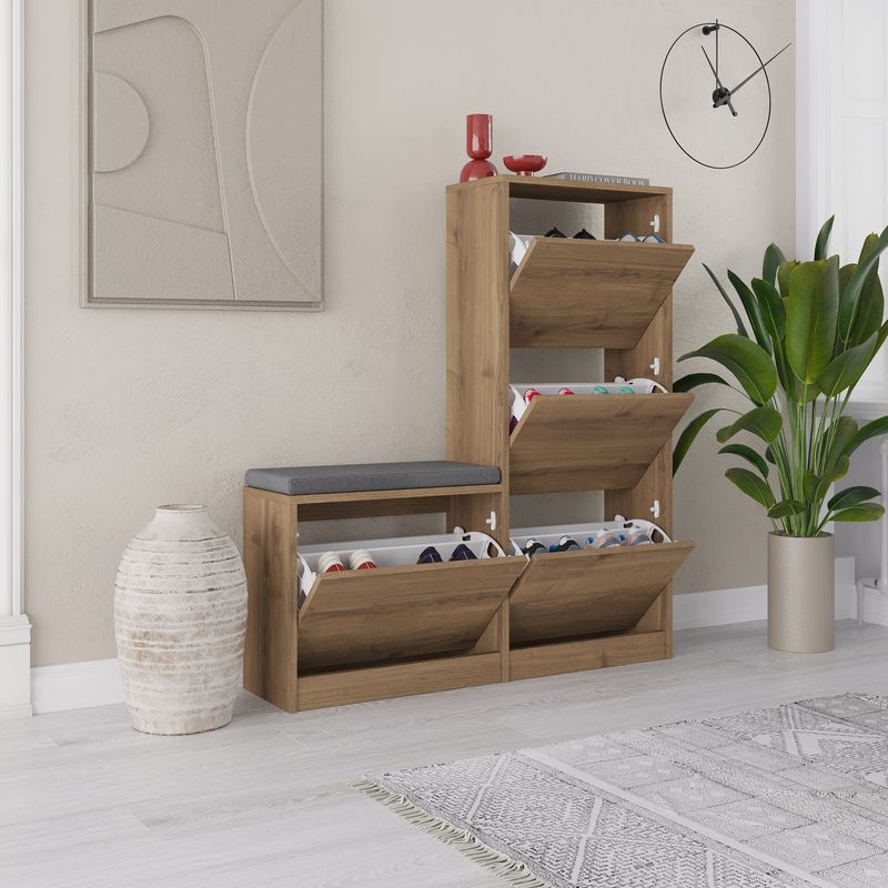 Casa si Gradina - Mobilier - Dulapuri si sifoniere - Dulapuri pantofi - Dulap pantofi, Hanah Home, pal melaminat, hitit, 105x26x118.5 cm - Infinity.ro