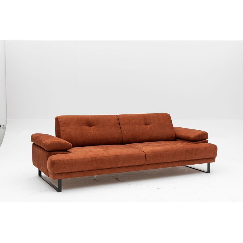 Casa si Gradina - Mobilier - Canapele si coltare - Canapele - Canapea extensibila, Hanah Home, lemn fag si PAL, portocaliu, 239x99x83 cm - Infinity.ro