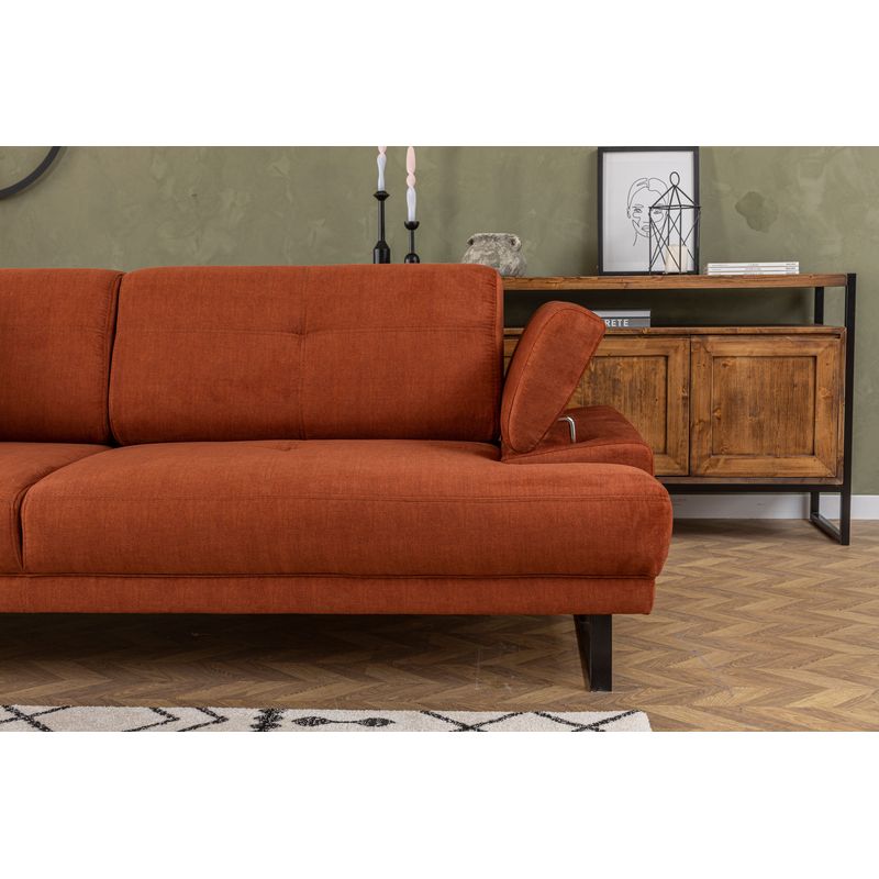 Casa si Gradina - Mobilier - Canapele si coltare - Canapele - Canapea extensibila, Hanah Home, lemn fag si PAL, portocaliu, 239x99x83 cm - Infinity.ro