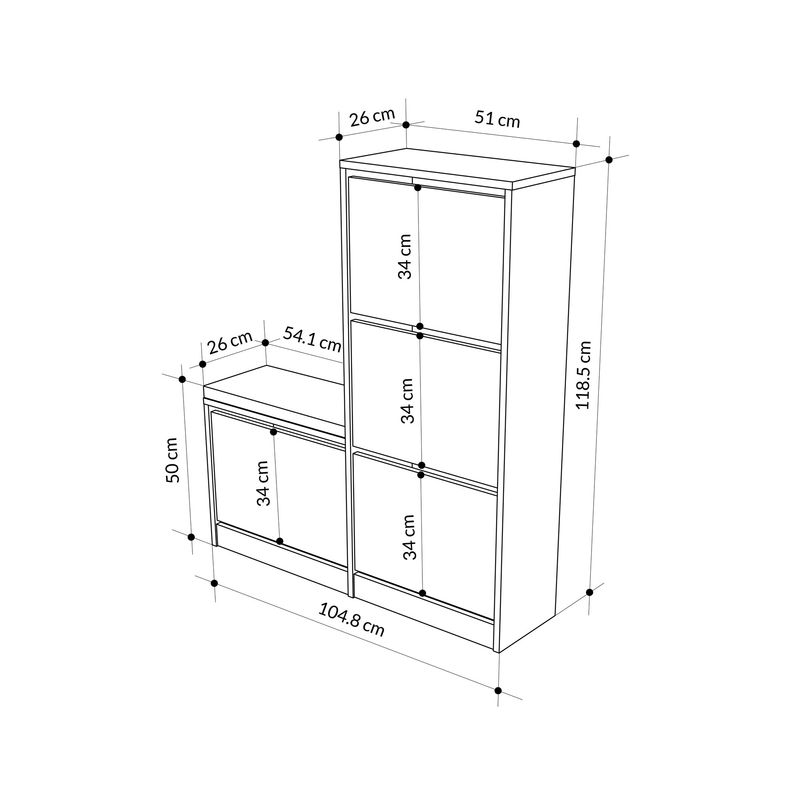 Casa si Gradina - Mobilier - Dulapuri si sifoniere - Dulapuri pantofi - Dulap pantofi, Hanah Home, pal melaminat, hitit, 105x26x118.5 cm - Infinity.ro