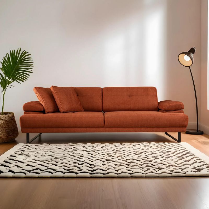 Casa si Gradina - Mobilier - Canapele si coltare - Canapele - Canapea extensibila, Hanah Home, lemn fag si PAL, portocaliu, 239x99x83 cm - Infinity.ro
