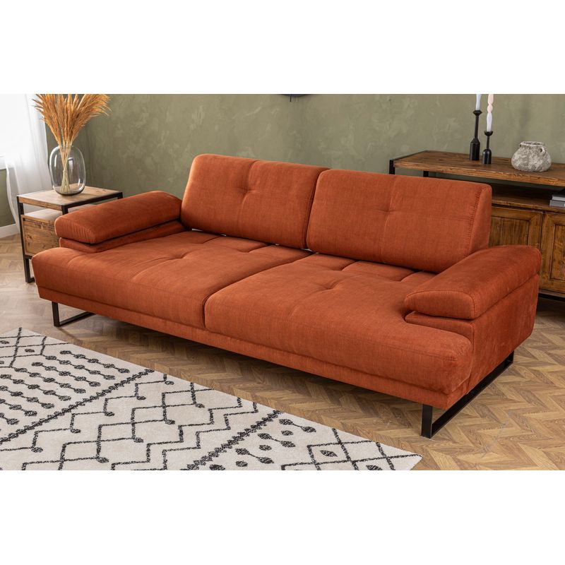 Casa si Gradina - Mobilier - Canapele si coltare - Canapele - Canapea extensibila, Hanah Home, lemn fag si PAL, portocaliu, 239x99x83 cm - Infinity.ro